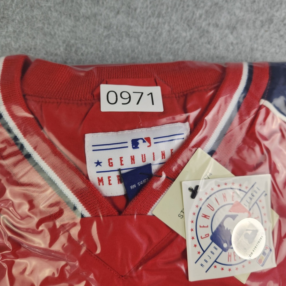 MLB St. Louis Cardinals Men's XL Red Navy Windbreaker Pullover V-Neck Side Zip - Picture 9 of 9